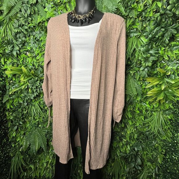 Starlet Women Plus Size XL Mocha Light Brown Duster Cardigan Sweater 0205 - Picture 4 of 5